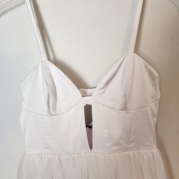 New Fame & Partners Venice Dress Sz 4 Women Tulle White Midi Balletcore Princess - Picture 2 of 11